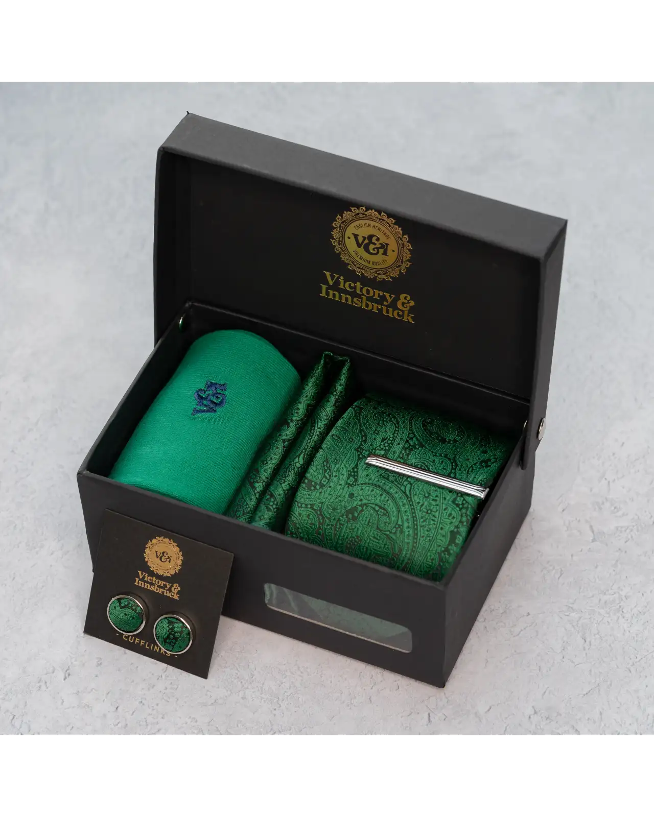 Tie Gift Sets Victory and Innsbruck Forest Green Paisley Tie Set £45.00
