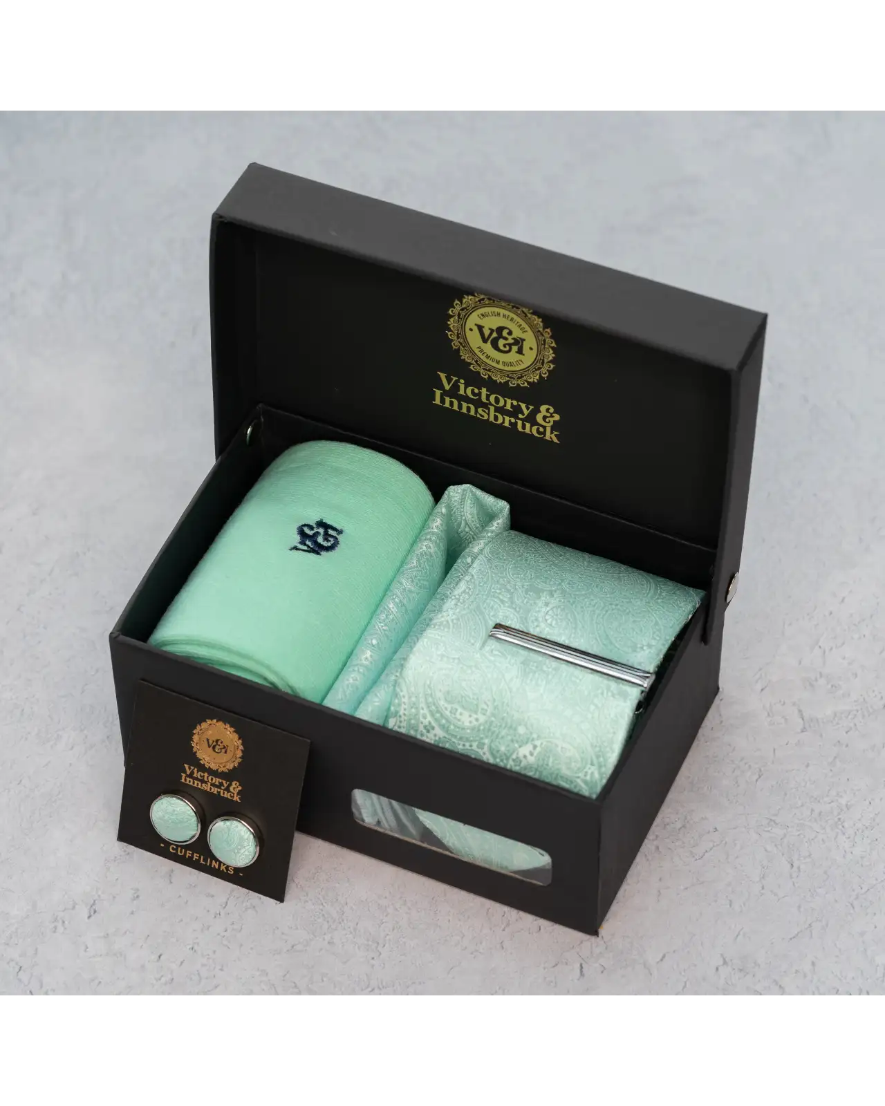 Tie Gift Sets Victory and Innsbruck Mint Green Paisley Tie Set £45.00
