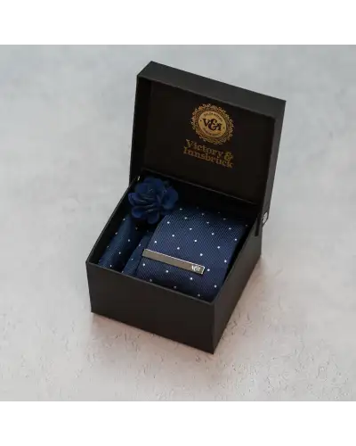 Tie Gift Sets Victory and Innsbruck Navy Blue Polka Dot Textured Tie Set £45.00