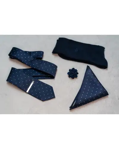 Tie Gift Sets Victory and Innsbruck Navy Blue Polka Dot Textured Tie Set £45.00
