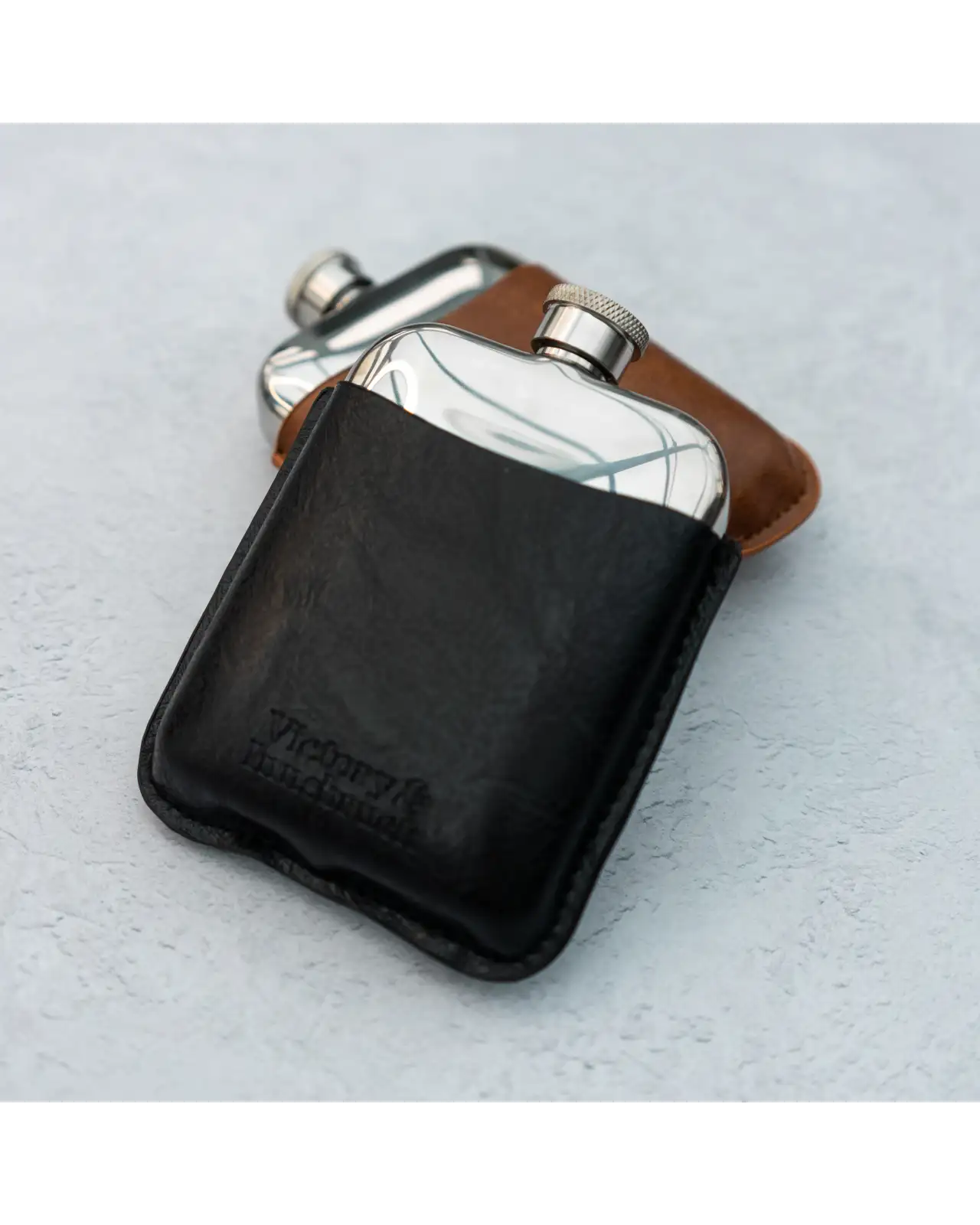 Flasks Victory and Innsbruck Leather Cased Hip Flask Black Leather 6Oz Stainless Steel £30.00