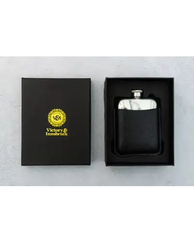 Flasks Victory and Innsbruck Leather Cased Hip Flask Black Leather 6Oz Stainless Steel £30.00