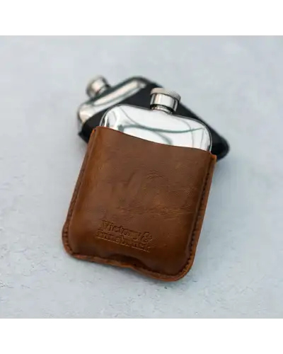 Flasks Victory and Innsbruck Leather Cased Hip Flask Brown Tan Leather 6Oz Stainless Steel £30.00