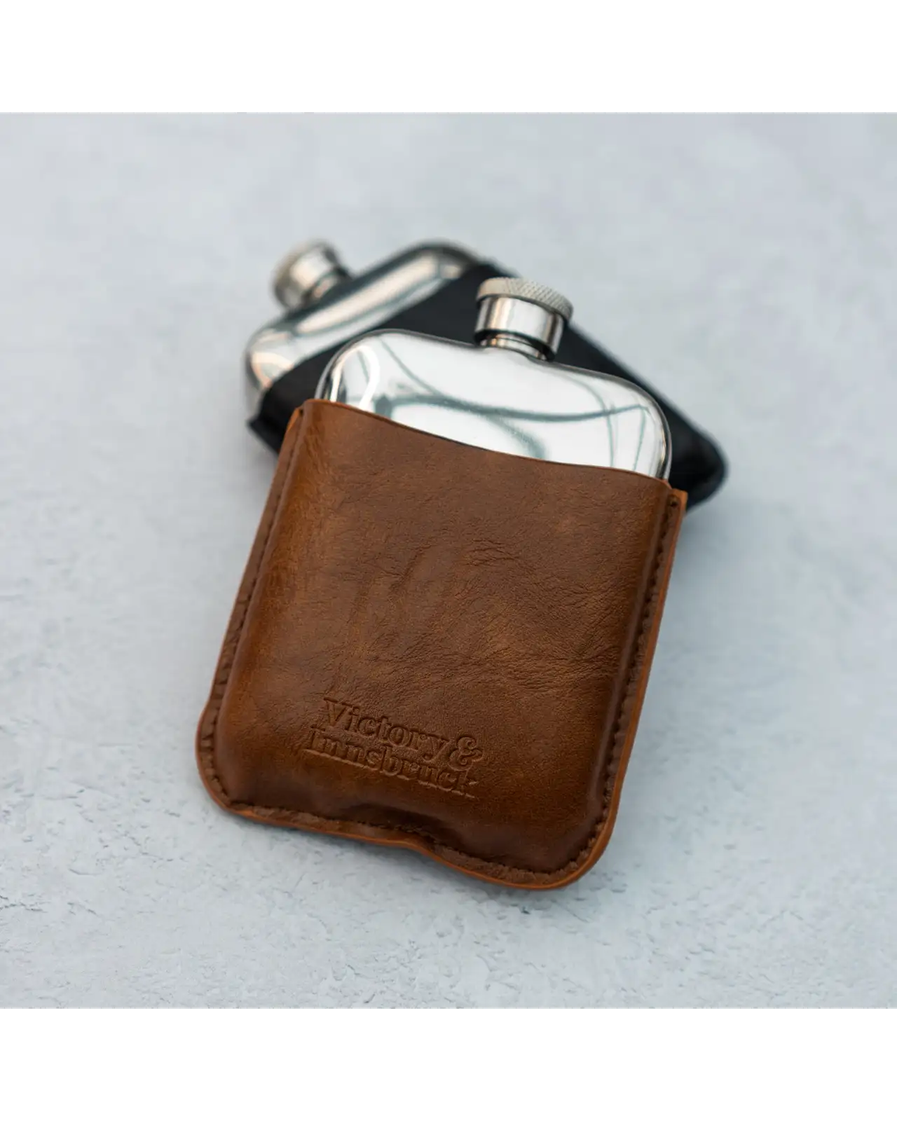 Flasks Victory and Innsbruck Leather Cased Hip Flask Brown Tan Leather 6Oz Stainless Steel £30.00