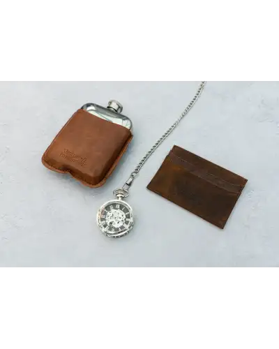Flasks Victory and Innsbruck Leather Cased Hip Flask Brown Tan Leather 6Oz Stainless Steel £30.00