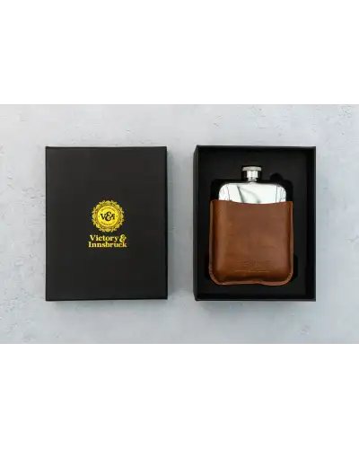Flasks Victory and Innsbruck Leather Cased Hip Flask Brown Tan Leather 6Oz Stainless Steel £30.00
