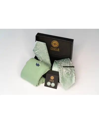 Tie Gift Sets Victory and Innsbruck Sage Green Paisley Tie Box Set £45.00