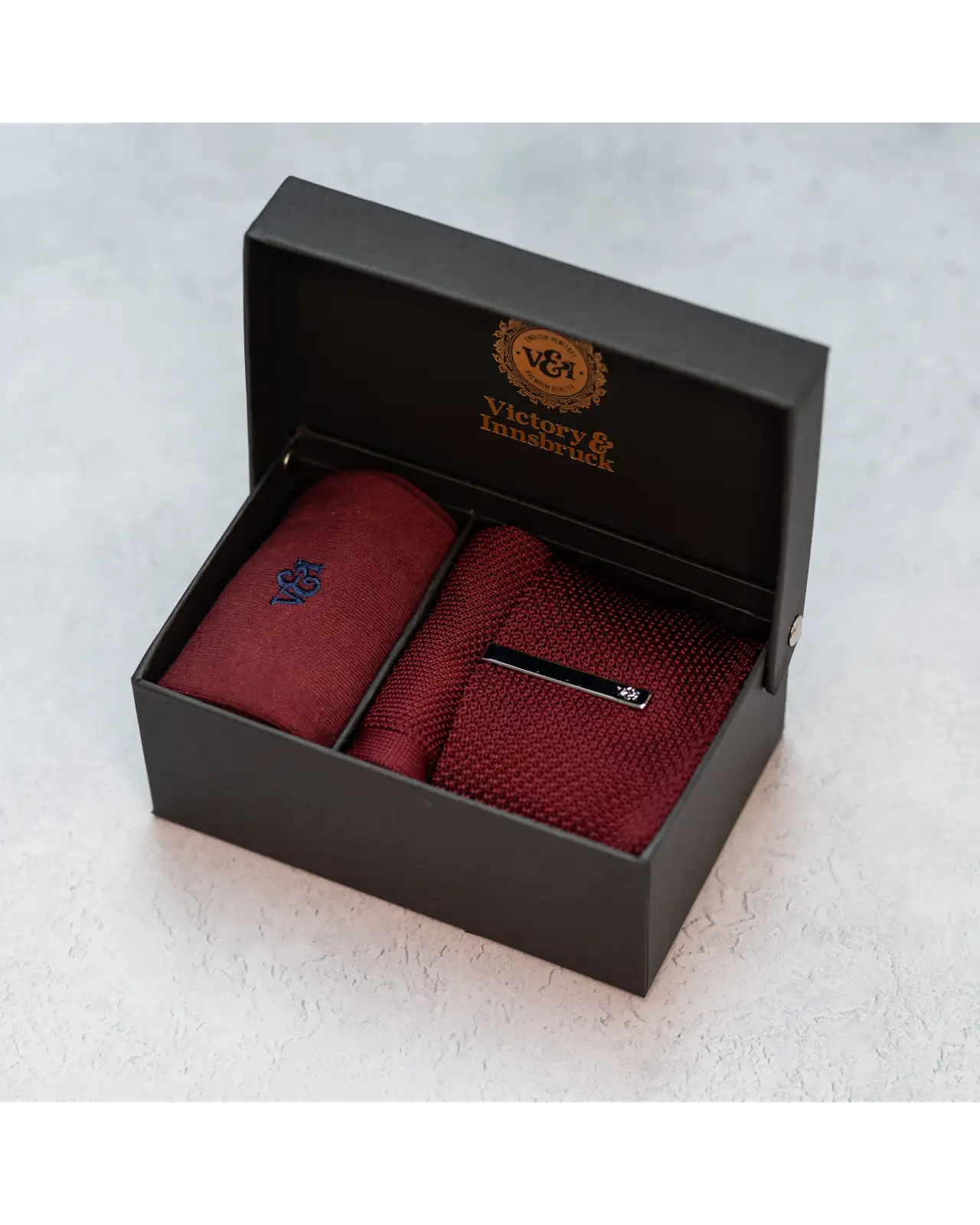 Tie Gift Sets Victory and Innsbruck Burgundy Red Knitted Tie Set £45.00