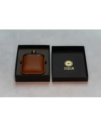Flasks Victory and Innsbruck Full Grain Leather Cased Hip Flask 3 4 Cognac Leather Copper Flask £30.00