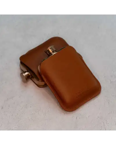 Flasks Victory and Innsbruck Full Grain Leather Cased Hip Flask Full Cognac Leather Copper Flask £30.00