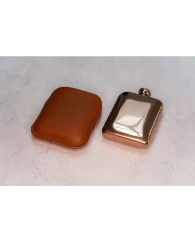 Flasks Victory and Innsbruck Full Grain Leather Cased Hip Flask Full Cognac Leather Copper Flask £30.00