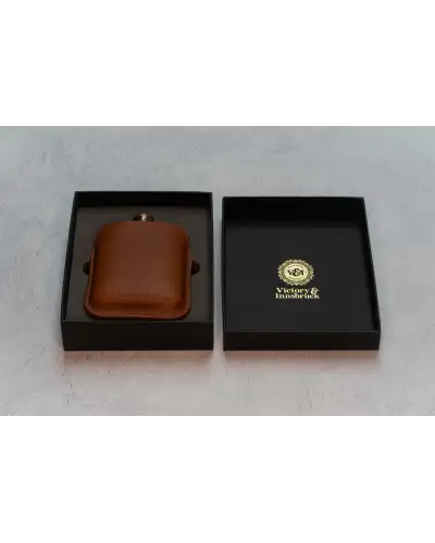 Flasks Victory and Innsbruck Full Grain Leather Cased Hip Flask Full Cognac Leather Copper Flask £30.00
