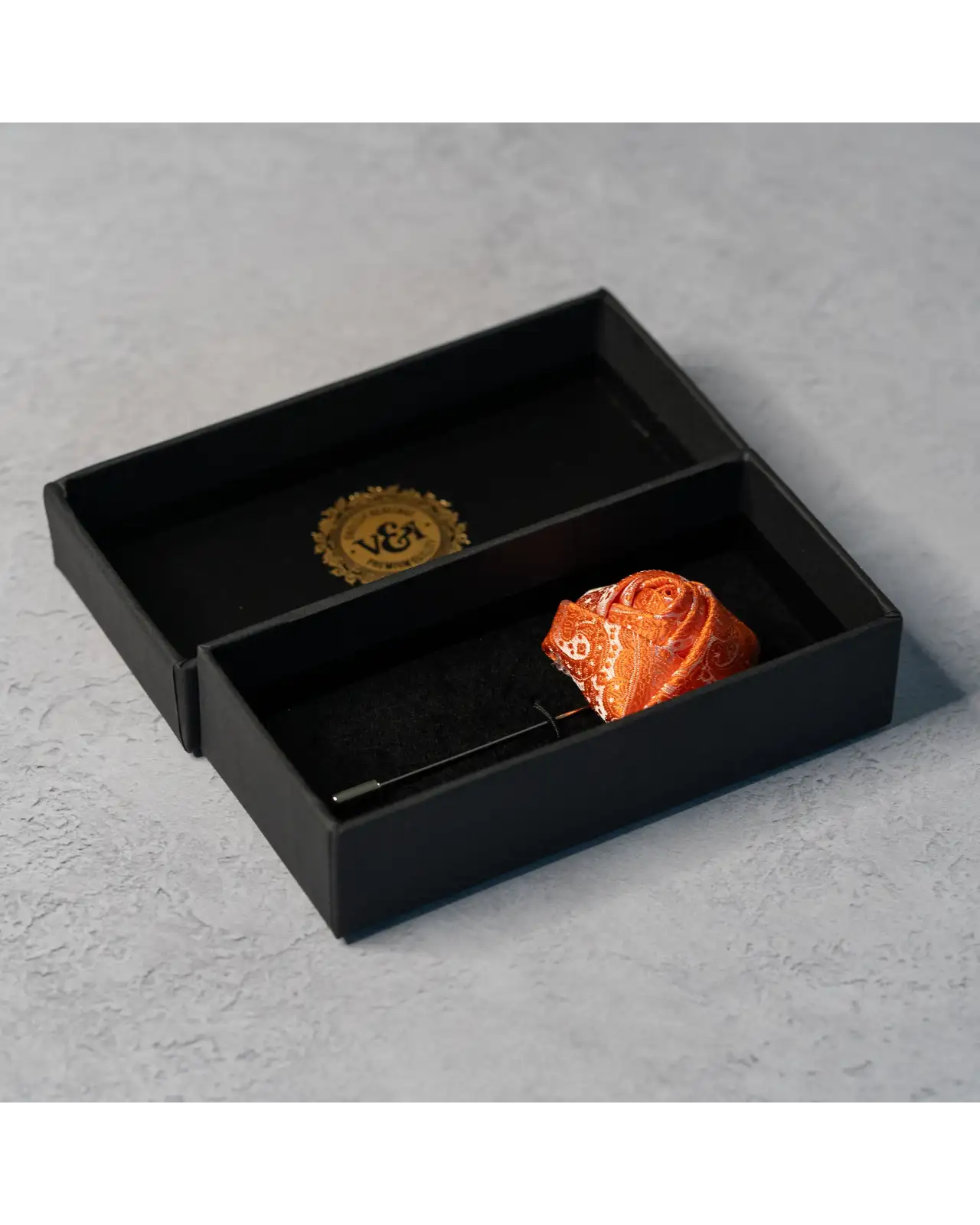 Lapel Pins Victory and Innsbruck Coral Orange Paisley Floral Lapel Pin £15.00