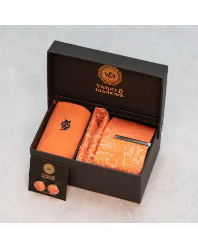 Tie Gift Sets Victory and Innsbruck Coral Orange Paisley Tie Set £45.00
