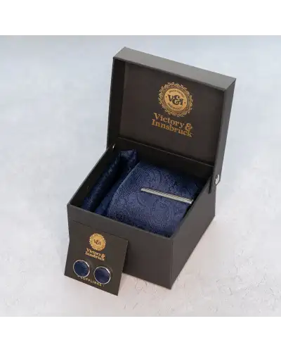 Tie Gift Sets Victory and Innsbruck Navy Blue Paisley Tie Set £45.00