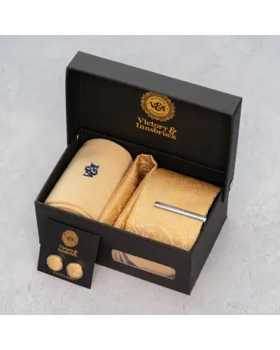 Tie Gift Sets Victory and Innsbruck Champagne Gold Paisley Tie Set £45.00
