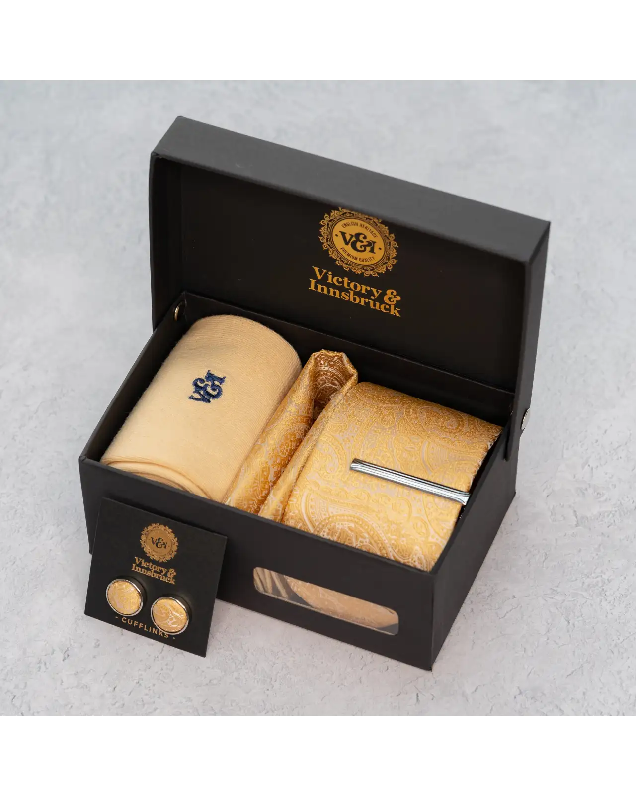 Tie Gift Sets Victory and Innsbruck Champagne Gold Paisley Tie Set £45.00