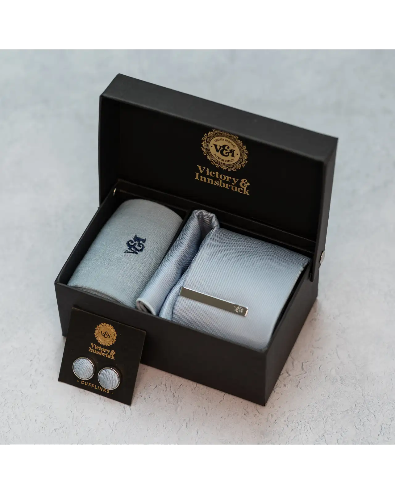 Tie Gift Sets Victory and Innsbruck Dusty Blue Textured Tie Set £45.00
