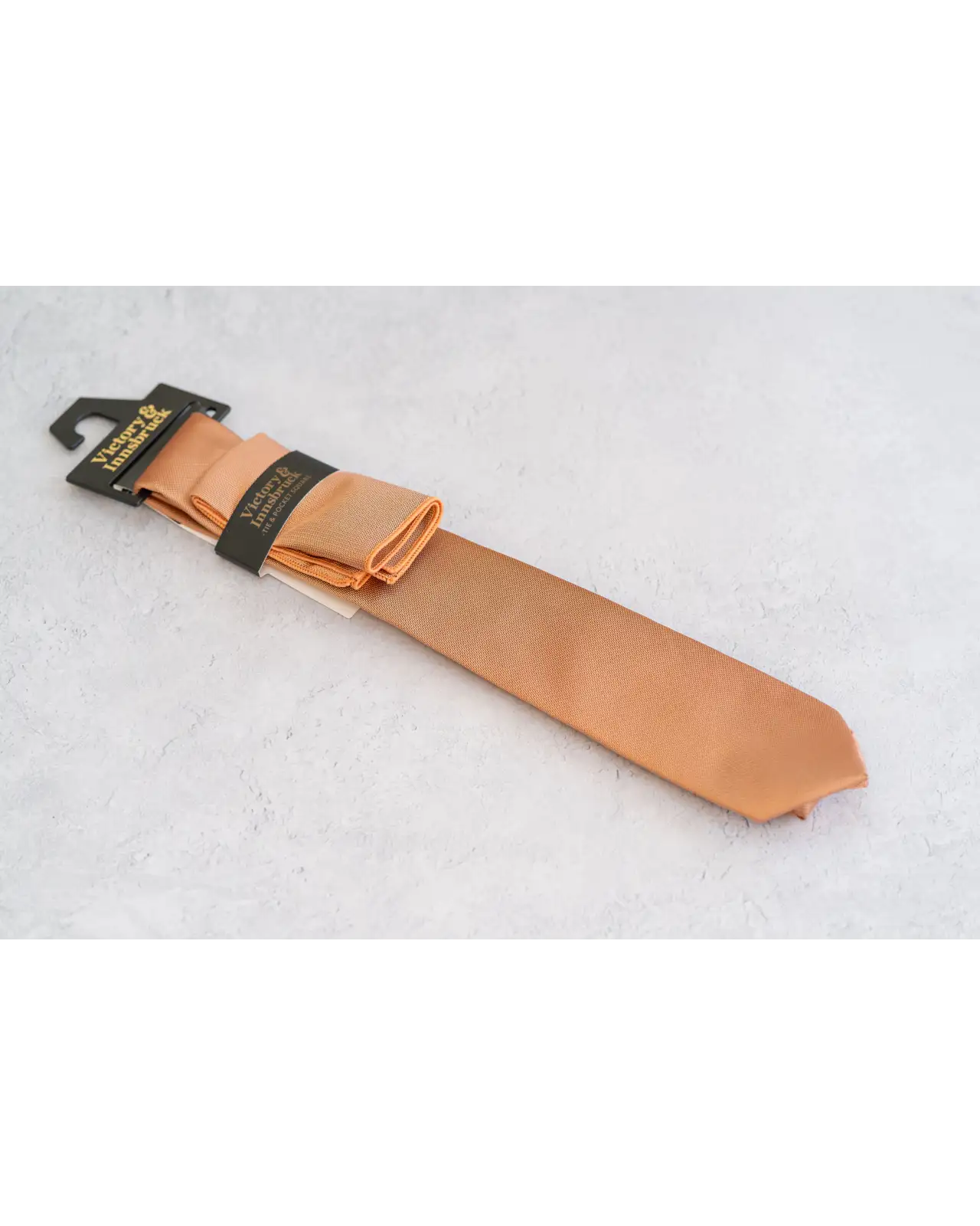 Ties Victory and Innsbruck BoyS Burnt Peach Textured Tie and Pocket Square £25.00