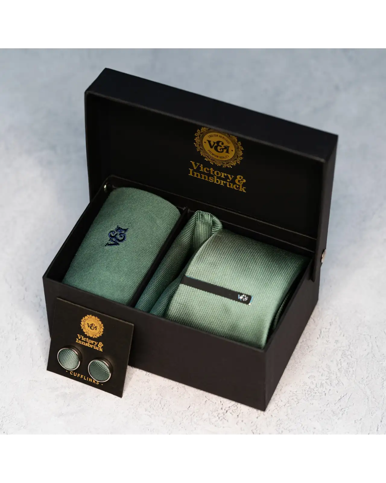 Tie Gift Sets Victory and Innsbruck Dark Sage Green Textured Tie Set £45.00