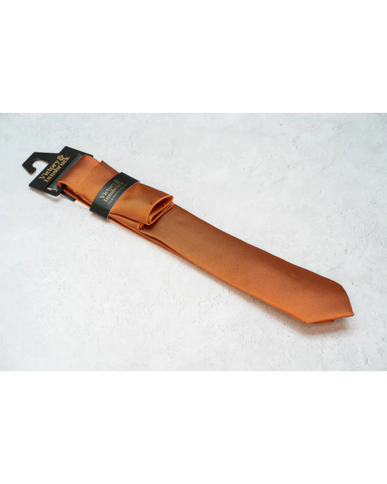Ties Victory and Innsbruck BoyS Burnt Orange Textured Tie and Pocket Square £25.00