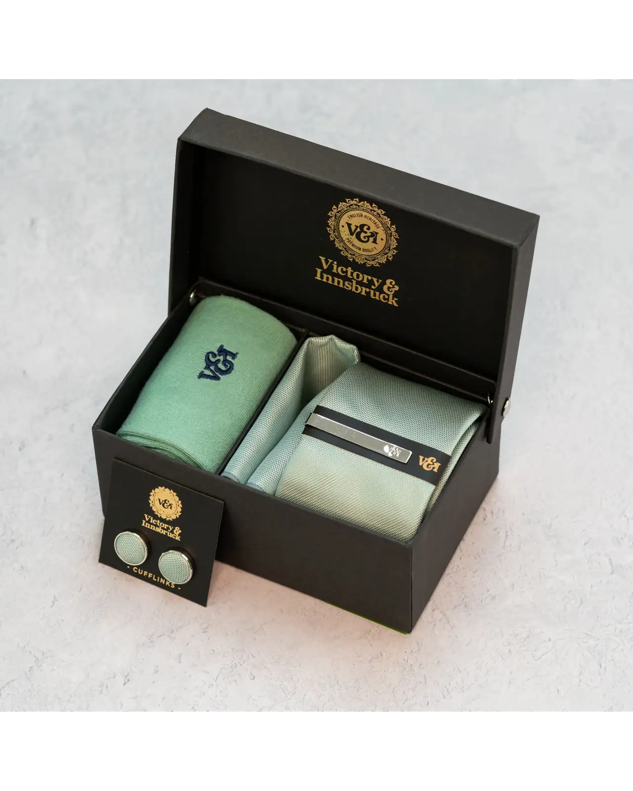 Tie Gift Sets Victory and Innsbruck Sage Green Textured Tie Set £45.00