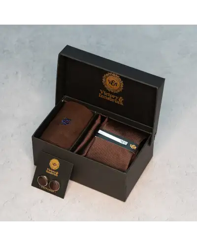 Tie Gift Sets Victory and Innsbruck Chocolate Brown Textured Tie Set £45.00