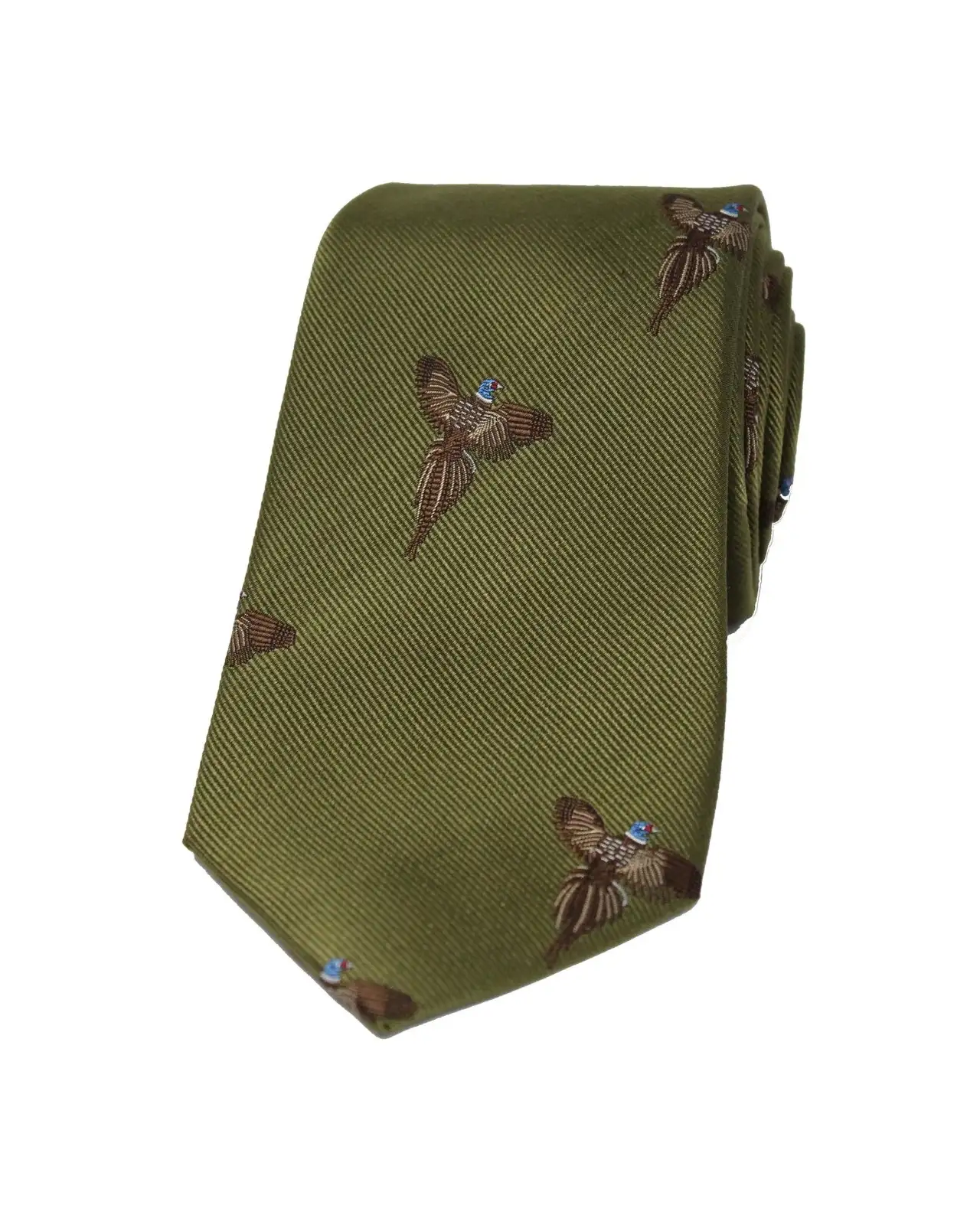 Silk Ties Soprano Ties Soprano Flying Pheasants On Country Green Ground Country Silk Tie-ST-WC55 £24.00