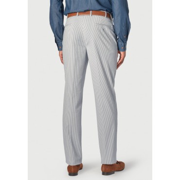 Suit Trousers Brook Taverner Tailored Fit Drewett Blue Stripe Cotton Stretch Seersucker Suit Trouser £62.00