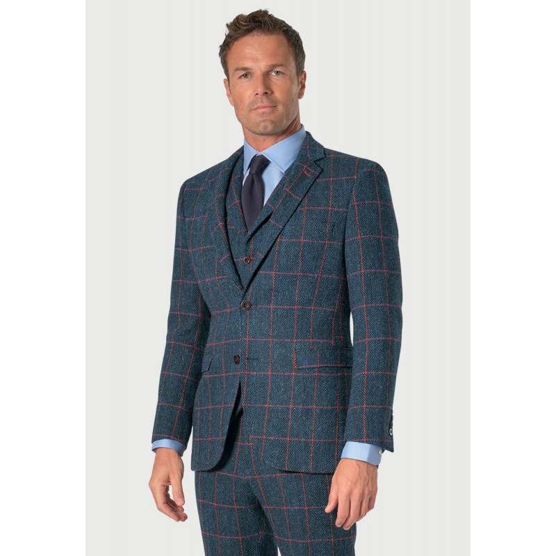 Suit Jackets Brook Taverner Tailored Fit Inverness Blue Check Harris TweedR Suit Jacket £269.00