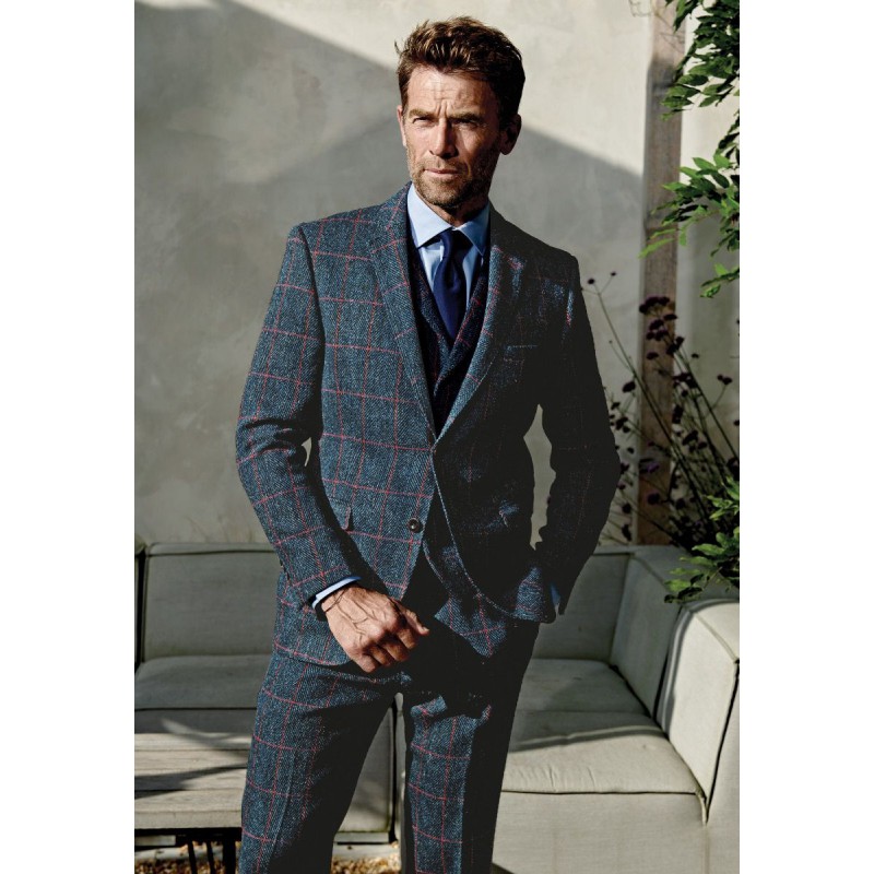 Suit Jackets Brook Taverner Tailored Fit Inverness Blue Check Harris TweedR Suit Jacket £269.00