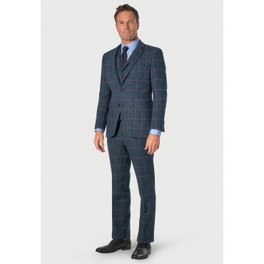 Suit Jackets Brook Taverner Tailored Fit Inverness Blue Check Harris TweedR Suit Jacket £269.00