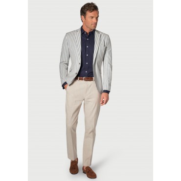 Jackets Brook Taverner Tailored Fit Roope Blue Stripe Stretch Cotton Jacket £116.00