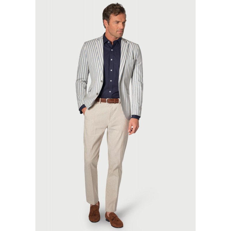 Jackets Brook Taverner Tailored Fit Roope Blue Stripe Stretch Cotton Jacket £116.00