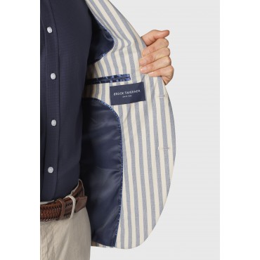 Jackets Brook Taverner Tailored Fit Roope Blue Stripe Stretch Cotton Jacket £116.00