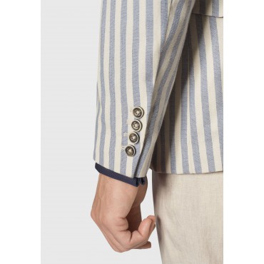 Jackets Brook Taverner Tailored Fit Roope Blue Stripe Stretch Cotton Jacket £116.00