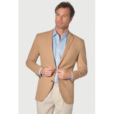 Jackets Brook Taverner Tailored Fit Thorpe Sand Cotton Linen Jacket £116.00