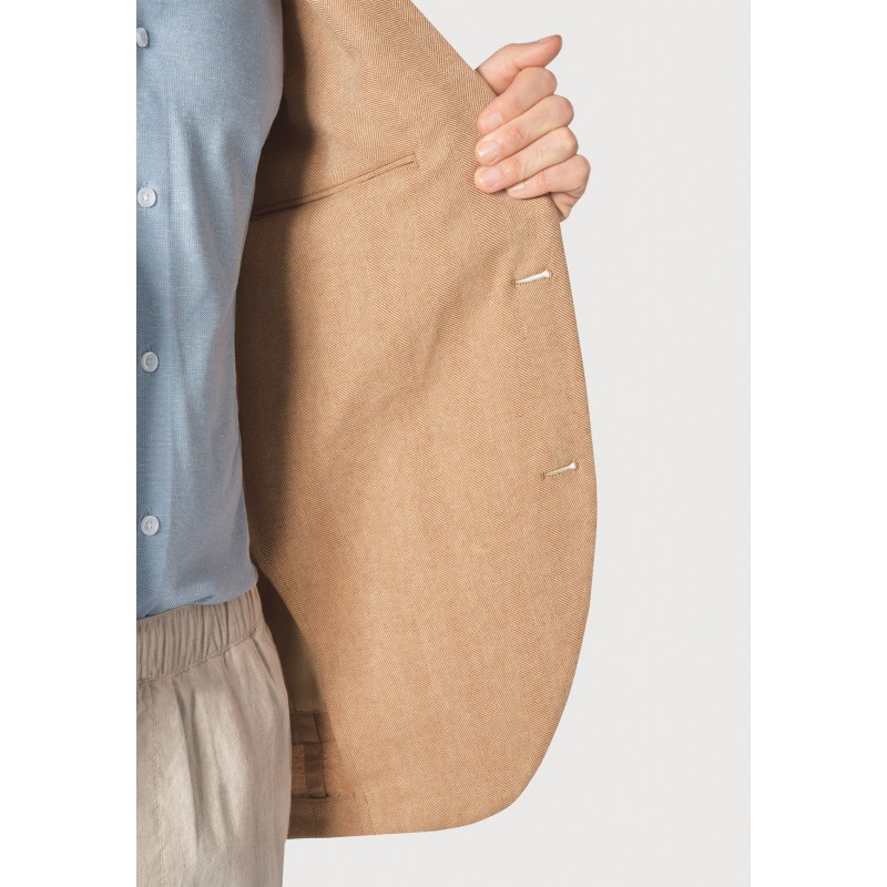 Jackets Brook Taverner Tailored Fit Thorpe Sand Cotton Linen Jacket £116.00