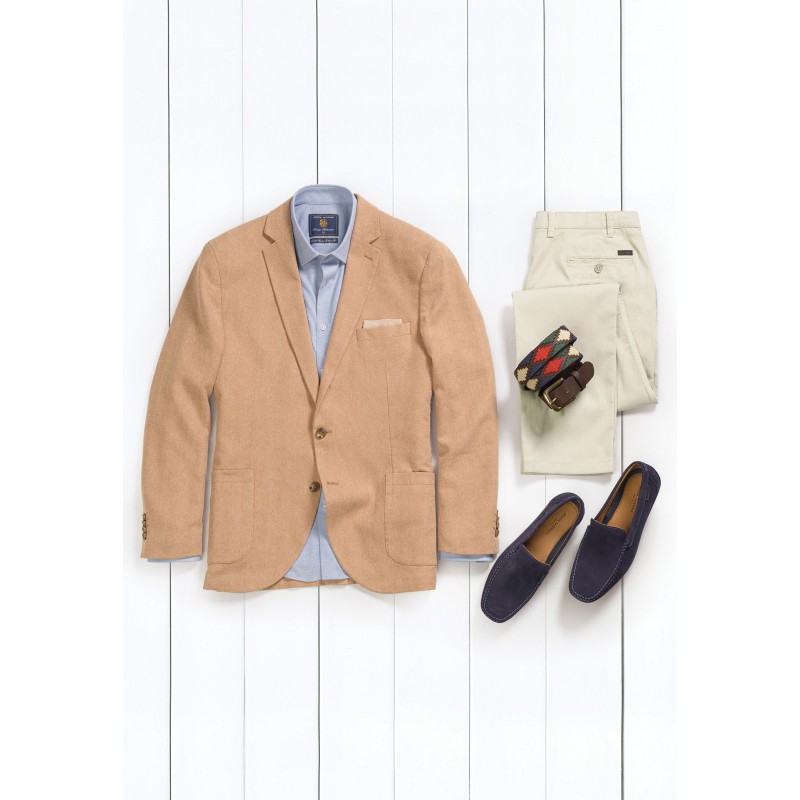 Jackets Brook Taverner Tailored Fit Thorpe Sand Cotton Linen Jacket £116.00