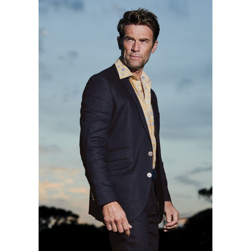 Suit Jackets Brook Taverner Tailored Fit Gower Navy Linen Blend Suit Jacket £116.00