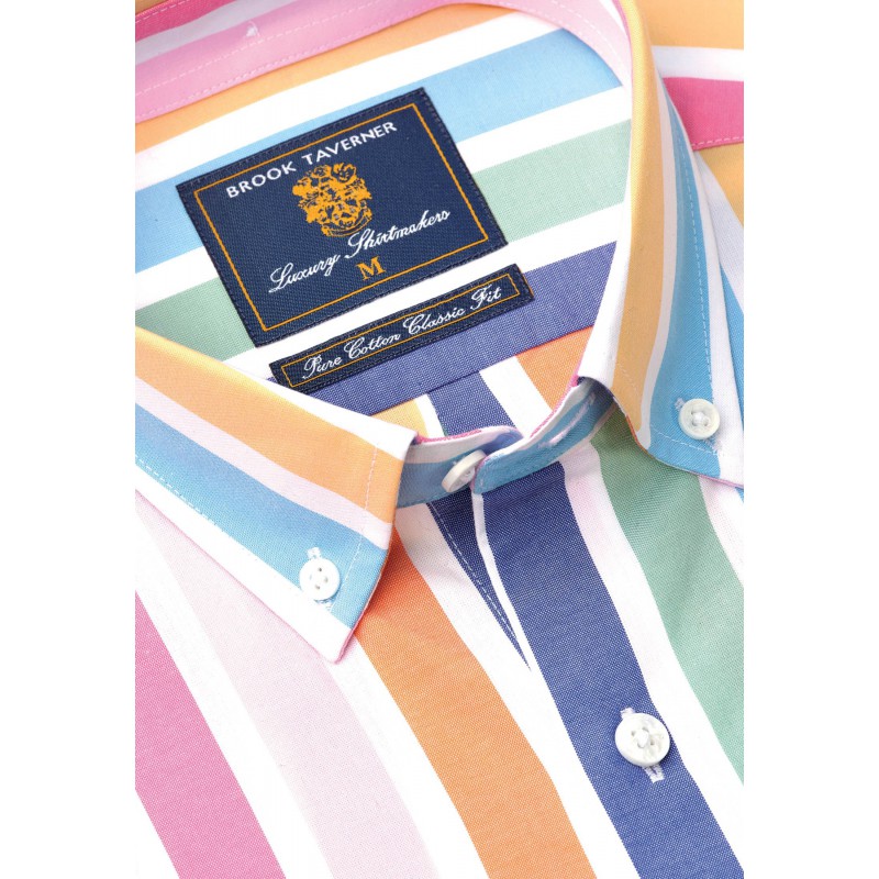 Shirts Brook Taverner Regular Fit Multicoloured Stripe Cotton Shirt £45.00