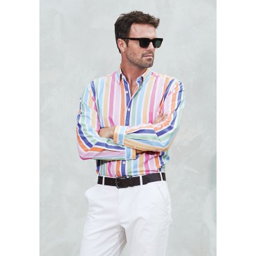 Shirts Brook Taverner Regular Fit Multicoloured Stripe Cotton Shirt £45.00