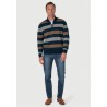 Jumpers Brook Taverner Woodbridge Navy Stripe Zip Neck Cotton Jumper £62.00