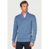 Jumpers Brook Taverner Edmonds Blue Washed Cotton Zip Neck Jumper £80.00