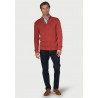 Jumpers Brook Taverner Edmonds Red Washed Cotton Zip Neck Jumper £80.00