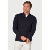 Jumpers Brook Taverner Sharpe Navy Cotton Cable Knit Zip Neck Jumper £54.00