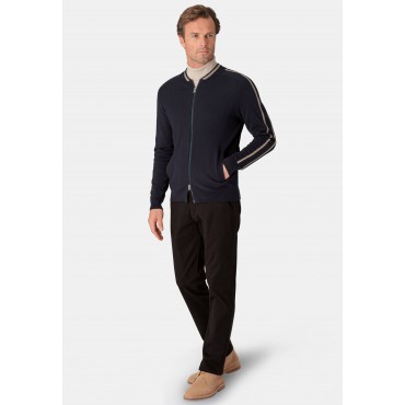 Cardigans Brook Taverner Avigdor Navy Cotton Blend Zip Through Cardigan £71.00