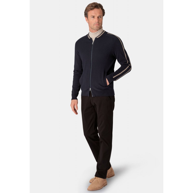 Cardigans Brook Taverner Avigdor Navy Cotton Blend Zip Through Cardigan £71.00