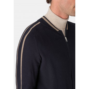 Cardigans Brook Taverner Avigdor Navy Cotton Blend Zip Through Cardigan £71.00