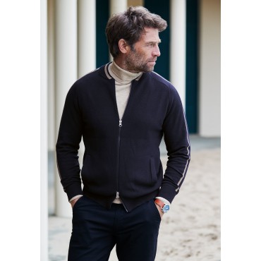 Cardigans Brook Taverner Avigdor Navy Cotton Blend Zip Through Cardigan £71.00